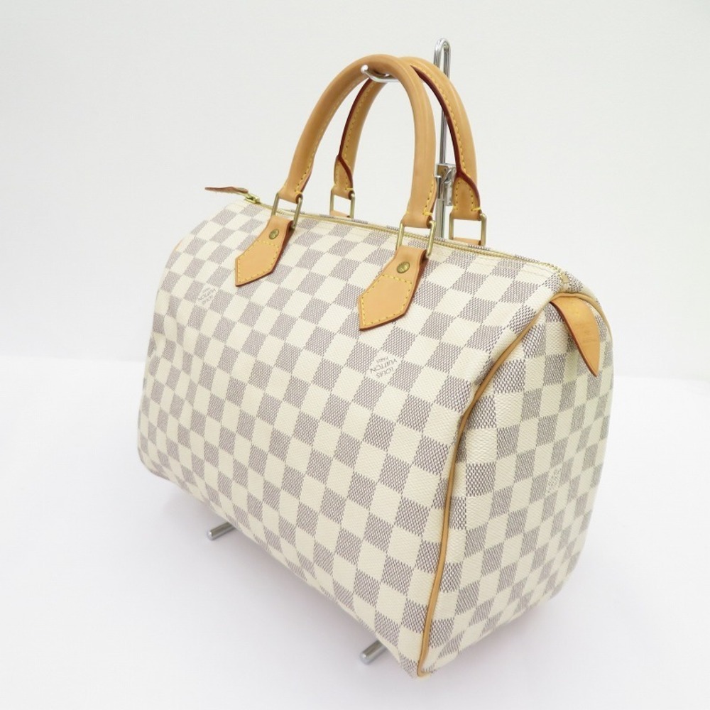 LOUIS VUITTON Damier Azur White Speedy Handbag Gray Beige